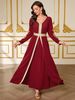 Modest Abaya Dress Elegant Long Sleeve Lace Cover-Up Dress – Flowy Open Front Maxi Robe With Embroidery Details_ecoleips.com