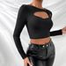 Voya Women's Short, Slim Fit, Sexy Long Sleeved T-shirt As A Base And A Popular Top For Outerwear_ecoleips.com