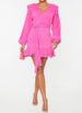 Short Sleeveless Dress With Deep V-Neck & Puff Shoulders – Elegant Pleated, Pure Color_ecoleips.com