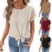 Elegant Bow Hem Short Sleeve Blouse For Women - Round Neck Pullover Tops For Casual & Office Wear Versatile Wearability_ecoleips.com