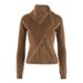 Aria Basics Aria Basics New European And American Autumn Design, Stylish Lapel, Diagonal Placket, Long-sleeved, Short, Waist-cinching, Slimming_ecoleips.com