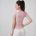 Women's Summer Short-Sleeve Fitness Yoga Top, Stretch Slimming Sports Shirt, U-Neck Slim Fit Pilates Training T-Shirt_ecoleips.com