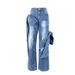 New Style Hot Girl Personality Three-Dimensional Bowknot Tube Top Vest Knot Straight Wide-Leg Distressed Jeans Set_ecoleips.com
