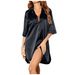 Aria Basics Cross-Border Women's Satin Nightgown Bathrobe Solid Color Glossy Summer Thin Sexy Short Cardigan Robe_ecoleips.com