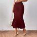 K New Fashionable And Elegant Knitted Elastic Fishtail Skirt, Half Skirt, Long Skirt_ecoleips.com