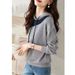 This Year's Popular Color-blocking Slim-fit Hooded Sweatshirt Women Is A Trendy, High-end, Casual, Layered Jacket For_ecoleips.com