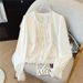 Women's Clothing Women's French Style White Long Sleeved Shirt Round Neck Slimming Petite Fit Top For Spring For Formal & Casual_ecoleips.com