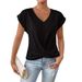 Women's Clothing Women's Elegant V-Neck T-Shirt Solid Color Short Sleeve Top For Spring And Summer Fashion Comfortable Fit_ecoleips.com