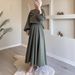 Women's Floral Dubai Lantern Sleeve Loose Dress Caramel Color Middle East Style Two Piece Skirt Set Autumn Collection_ecoleips.com