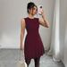 Women's Clothing Women's Casual Sleeveless Elegant Solid Color Ruffled Mini Dress_ecoleips.com