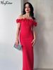 Hugcitar Women Elegant Slash Neck Ruched Sleeveless Lace Up Solid Sexy Maxi Prom Dress Summer Clothes Wedding Party Festival Y2K_ecoleips.com