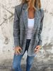 2025 Autumn Winter Cardigan Jacket Women Casual Fashion Houndstooth Lapel Blazer_ecoleips.com