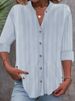 Women's Clothing Autumn And Winter New Casual Fashion Button Striped Long Sleeved Solid Color Shirt_ecoleips.com