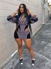 New Cross Border European And American Sexy Sports Style Loose Casual Contrast Color Long Sleeved Jacket Short Skirt Suit Women_ecoleips.com