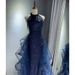 Blue Evening Gown for Women 2026 Light Luxury Niche Style Suitable for Banquets Piano Performances Vocal Performances Violin Performances Art Exams Hosting Annual Meetings_ecoleips.com