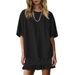 Women's Short Sleeve T-Shirt And Shorts Set Summer Casual Comfort Round Neck Two Piece Outfit Soft Breathable Fabric_ecoleips.com