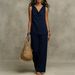 Organic Linen Lounge Set – Women's V-Neck Tank & Wide-Leg Pants (S-XXL, 5 Earth Tones)_ecoleips.com