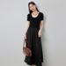 Black SwanMature Style For Women Summer Outerwear Silk Short Sleeve Flared French Slim Fairy Dress_ecoleips.com
