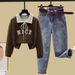 "Korean-Style Denim Suit Set – Embroidered Long-Sleeve Sweatshirt & High-Waist Carrot Pants"_ecoleips.com