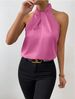 Women's Clothing Halter Sleeveless Vest Satin Simulation Silk Top Shirt_ecoleips.com
