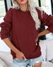 Women's Round Neck Long Sleeve Sweatshirt Casual Loose Pullover Solid Color Autumn Winter Fashion Top_ecoleips.com