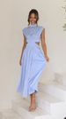 Sweet Fashionable Street Style Long Dress Summer Stand Up Collar Macaron Color Waist Revealing Women's Clothing_ecoleips.com