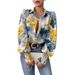 Autumn And Winter New Lapel Bubble Long-sleeved Loose Print Shirt Shirt_ecoleips.com