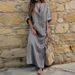 Popular New Cotton And Linen Dyed Striped Loose Dress_ecoleips.com