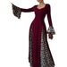Dress: Leopard Print Color-Blocked Flared Sleeve Dress For Autumn/Winter_ecoleips.com