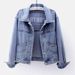 K Embroidered Denim Jacket For Women; New Style; Light-colored Denim Short Jacket For Women; Loose And Slimming; Versatile_ecoleips.com