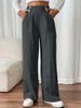K New Style Floor Length Casual Pants With A Hanging Feel, High Waisted Pants, Loose Temperament, Straight Leg, Women's Niche Design, Solid Color_ecoleips.com