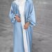 Verve 2025 New Muslim Women's Clothing Satin Puff Sleeve Robe Dubai Elegant Cardigan_ecoleips.com