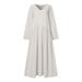 Women's Long Dress Elegant Vest Dress Casual Solid Color Loose Long Dress V Neck 2023 Spring Autumn Fashion_ecoleips.com