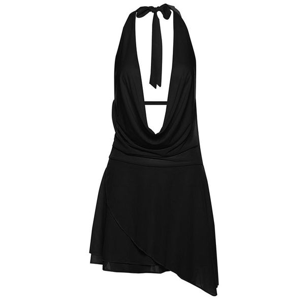 Women's Clothing Halter Neck Backless Dress Sexy Irregular Fit Spring/Autumn Summer Solid Color Deep V Neck_ecoleips.com