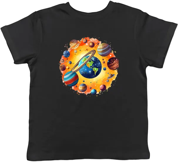 Women's T-Shirts Earth Space Kids T-Shirt Solar System Planets Childrens Boys Girls Gift_ecoleips.com