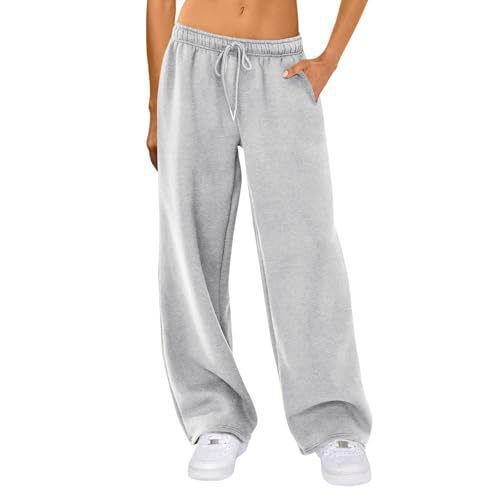 Women's Fleece Lined Sports Pants Casual Loose Fit Solid Color European American Style for Autumn Winter Independent Website Amazon eBay_ecoleips.com