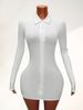 Women's Sexy Square Neck Shirt Dress Cinching Waist Tight Fit Casual Mini Dress For Young Girls Fashion_ecoleips.com
