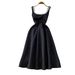 Elegant Long Dress For Evening Parties Square Neckline Fitted Waist Full Skirt_ecoleips.com