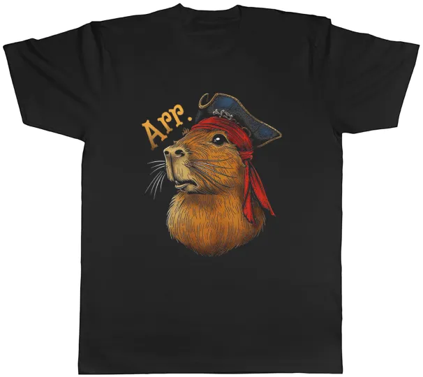 Women's T-Shirts Pirate Capybara Mens T-Shirt Arr Funny Pet Animal Tee Gift_ecoleips.com