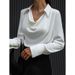 Women's Clothing Women's Work Wear Autumn New White Mature Tops Long Sleeves Women's Irregular Collar Drape Shirt_ecoleips.com