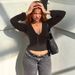 Women's 2025 Autumn New Fashion Sexy Deep V Crop Top Slim Fit Versatile Knitted Sweater Wholesale_ecoleips.com