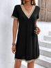 Women's Clothing Fashionable Women's V Neck Dress Gold Lace Patchwork Summer Dress Style For Formal & Casual For Women_ecoleips.com