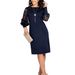 Elegant Long Sleeve Lace Trim Knit Dress For Women - Round Neck, A-Line, Office & Casual Wear (Black, Green, Navy, Wine Red)_ecoleips.com