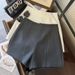 Gray Minimalist Suit Shorts for Women High-Waisted Slimming Straight Leg Casual A-Line Pants Spring/Summer 2025 Style_ecoleips.com