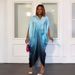Women's Clothing Plus Size Women's Rayon Bat Sleeve V Neck Circle Hot Diamond Belt Dress_ecoleips.com
