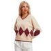 Aria Basics Aria Basics European And American Cross-Border Early Autumn Long Sleeve Sweater Design Loose Diamond V-Neck Knitted Top Winter_ecoleips.com