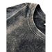 European Size Women's Oversized Vintage Washed Cotton Top Pure Black Short Sleeve_ecoleips.com
