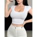Women's Clothing Simple Casual Slim Bottom Collar Straight Shoulder Hot Girl Top Versatile T Shirt_ecoleips.com