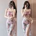 Thai Ginger Yellow Floral Three Piece Bikini Set For Women Sexy Style Swimsuit Regular Fit For Island Vacations And Hot Springs_ecoleips.com