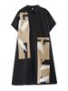 Black Vintage Print Shirt Dresses For Women New Short Sleeve Loose Casual Long Dress Robe Fashion Elegant Clothing Summer 2026_ecoleips.com
